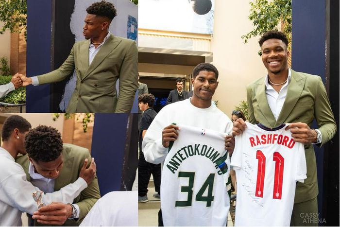 Giannis Antetokounmpo teams up with Marcus Rashford at premiere of biopic Rise