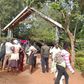 Police and residents of Kenya’s Kirinyaga County at a robbery scene