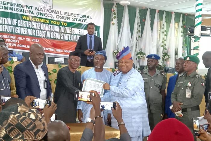 Finally, Adeleke receives certificate of return from INEC