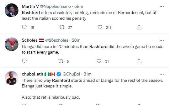 Reactions to Rashford's performance against Atletico