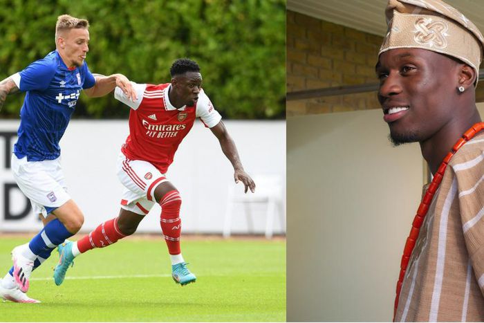 Folarin Balogun celebrates birthday with Nigerian attire after goal for Arsenal