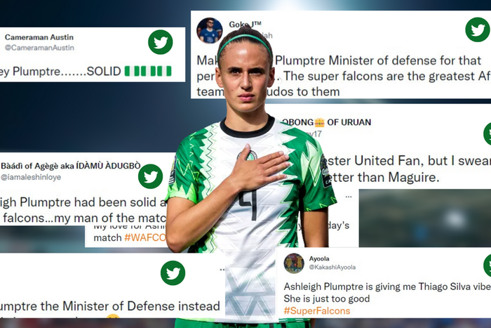 Social media reactions to Ashleigh Plumptre's display for the Super Falcons at WAFCON 2022