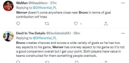 Reactions as Chelsea fans compare Timo Werner to Bruno Fernandes