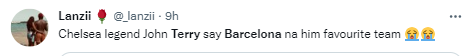 Reactions as Chelsea icon John Terry confesses love for Barcelona