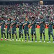 Super Eagles line up before the defeat to Mexico on Sunday.