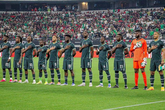Super Eagles line up before the defeat to Mexico on Sunday.