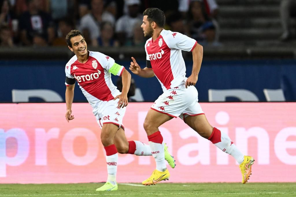 Kevin Volland celebrates after scoring for Monaco against PSG