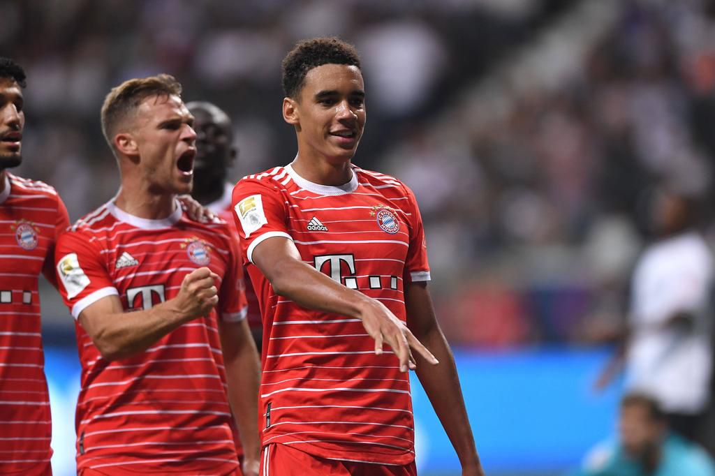 Jamal Musiala scored a brace in Bayern's 6-1 thrashing of Frankfurt on Friday night