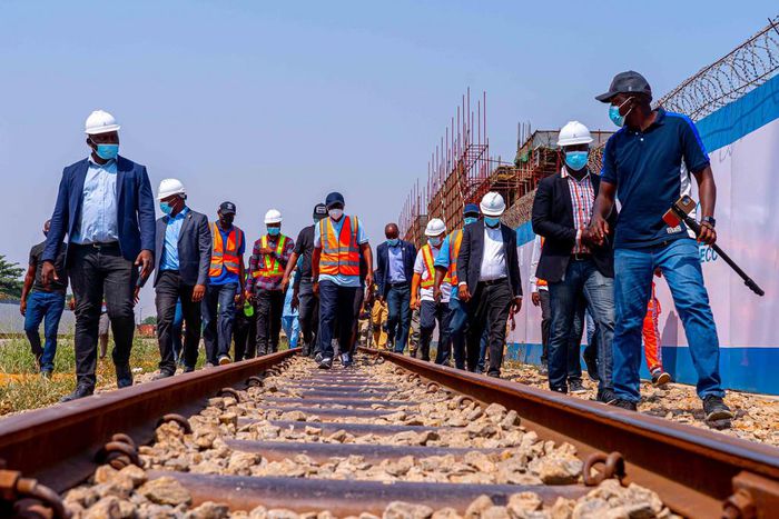 Governor Babajide Sanwo-Olu inspects the Lagos Red and Blue line rail projects [Twitter -@GreaterLagosNG]