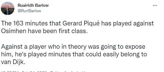 Osimhen and Pique clashed  Barcelona thrash Napoli