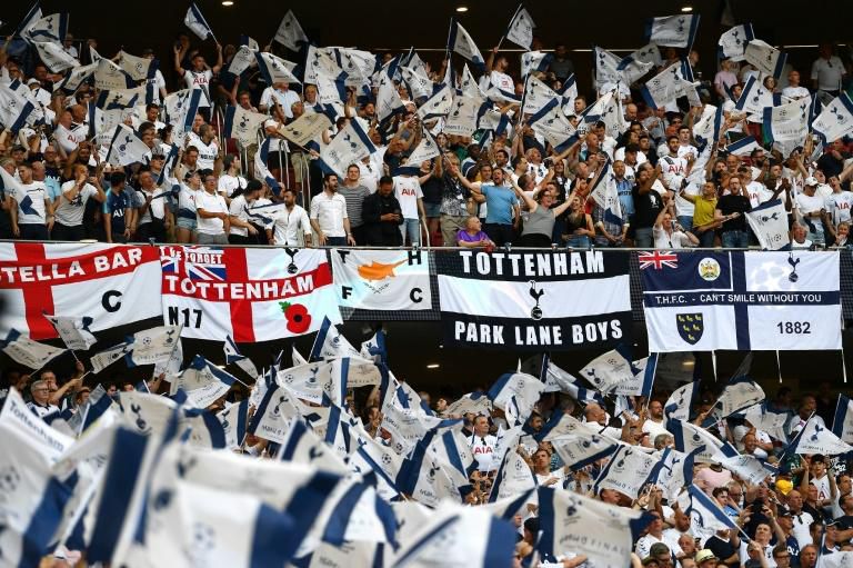 Tottenham Hotspur fans cheer their team before the UEFA Champions League final football match against Liverpool in Madrid in June 2019
