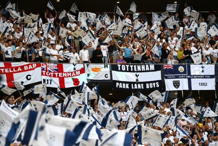 Tottenham Hotspur fans cheer their team before the UEFA Champions League final football match against Liverpool in Madrid in June 2019