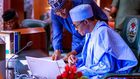 President Muhammadu Buhari presides over the FEC meeting. [Twitter/@BashirAhmaad]