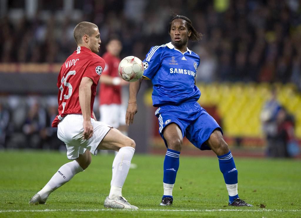 Didier Drogba and Nemanja Vidic produced one of the major talking points of the final