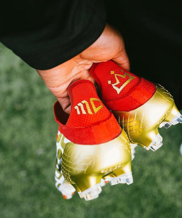 The back view of Salah's Adidas special edition AFCON boots