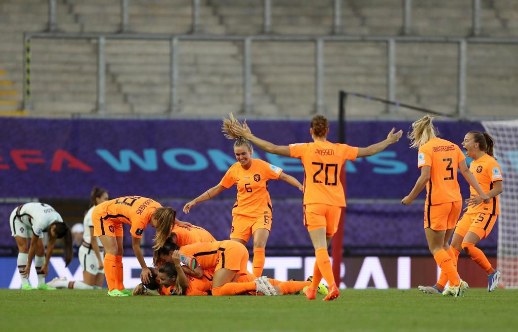 The Netherlands celebrate in Manchester.
