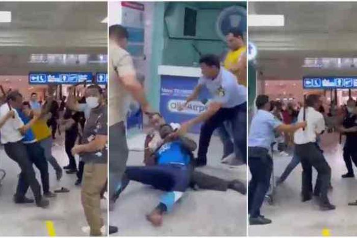 Tunisian officials beating black passengers