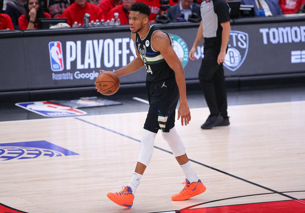 Giannis Antetokounmpo is leading Milwaukee to a first-round win over the Chicago Bulls