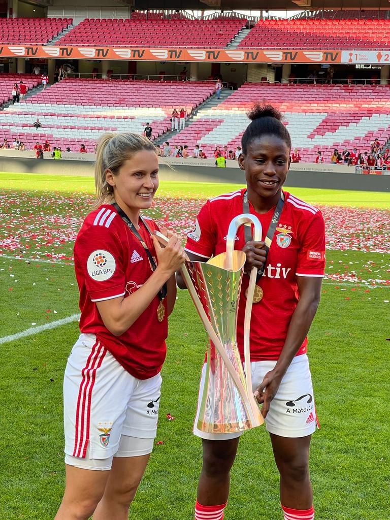 Super Falcons star Christy Ucheibe celebrates Portuguese league title with Benfica