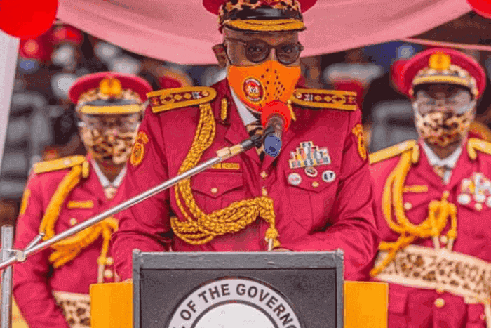 Governor Rotimi Akeredolu during the inauguration of Amotekun-Corps in Ondo State (Tribune)