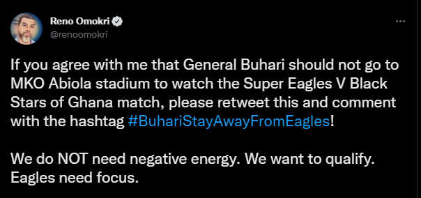 #BuhariStayAwayFromEagles reactions
