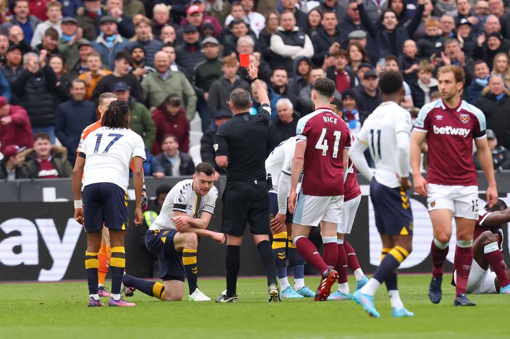 Michael Keane compounded Everton's misery with a second yellow card