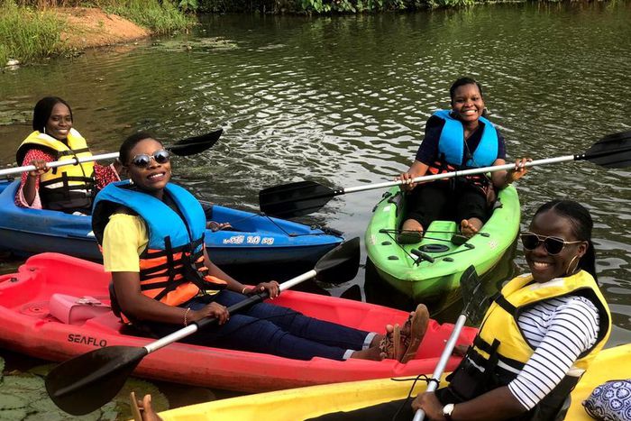 Chinonso and her friends kayaking