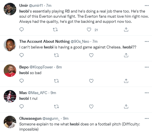 Reactions to Iwobi and Richarlison as Everton beat Chelsea 1-0 in Premier League fixture