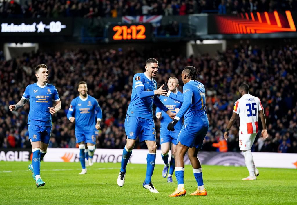 Super eagles defender Leon Balogun celebrates with Joe Aribo after scoring his side's third goal on Thursday