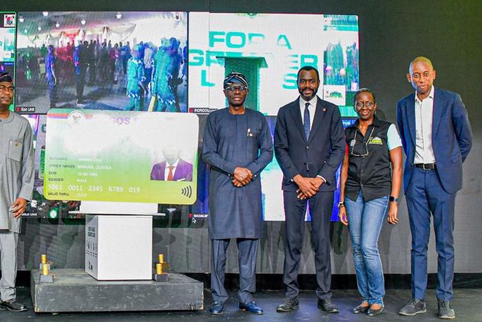 L-R: Member, Lagos House of Assembly, Mr Olanrewaju Afinni; Lagos Commissioner for Science and Technology, Mr Hakeem Fahm; Deputy Governor, Dr Obafemi Hamzat; Governor Babajide Sanwo-Olu; Managing Director/CEO, Sterling Bank PLC, Mr Abubakar Suleiman; ...