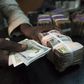 A trader changes dollars with naira at a currency exchange store in Lagos February 12, 2015.  REUTERS/Joe Penney