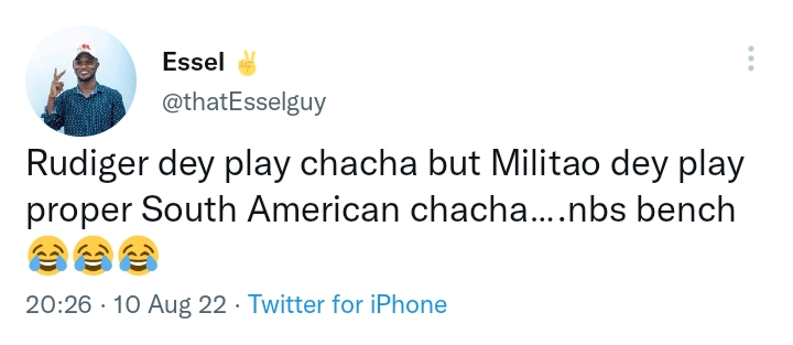 Fans troll Antonio Rudiger for sitting on the bench.