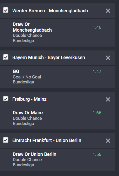Bundesliga accumulator on Bet9ja