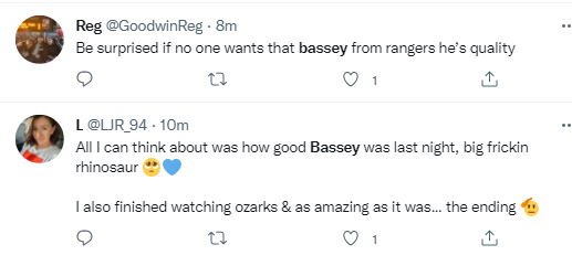 Reactions to Calvin Bassey after Rangers lost to Frankfurt