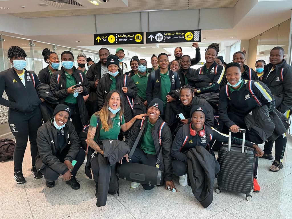 Super Falcons opponents Bayana Bayana of South Africa touch down in Morocco