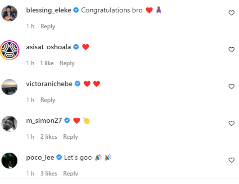 Moses Simon, Asisat Oshoala and Victor Anichebe also congratulated Onuachu