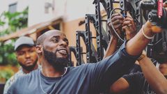 Tosin Igho on the set of 'Suspicion' movie [Instagram/suspicion_movie]