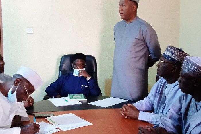 Sen. Datti Baba-Ahmed on Sunday standing while declaring interest to run for the Governorship Seat of Kaduna State under the Peoples Democratic Party on Sunday in Kaduna. [NAN]