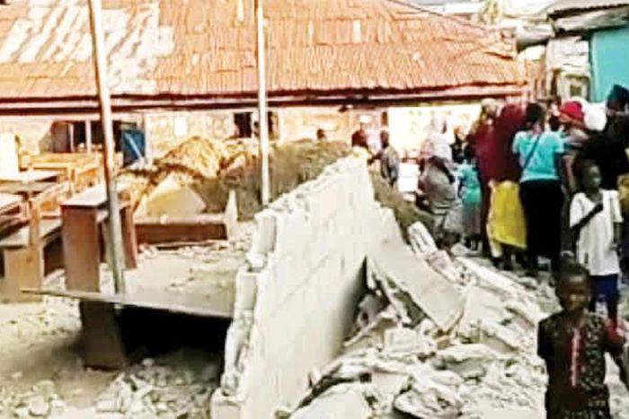 Lagos school fence collapses