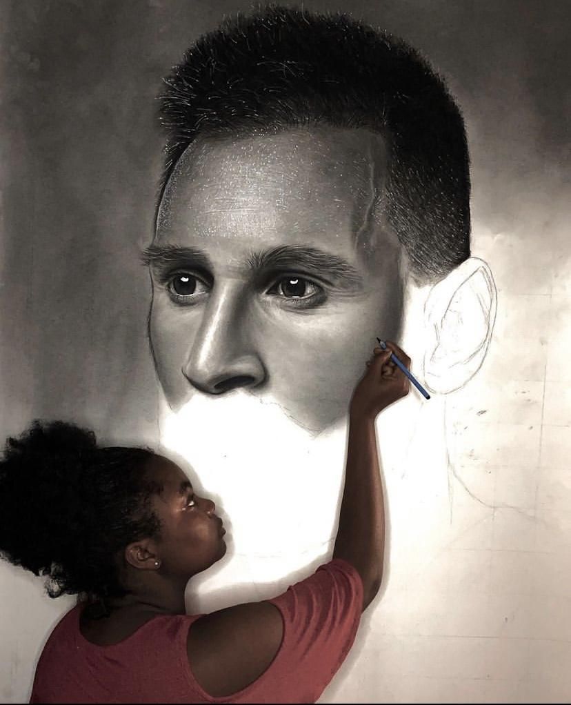 Lionel Messi charcoal fan art by Deborah