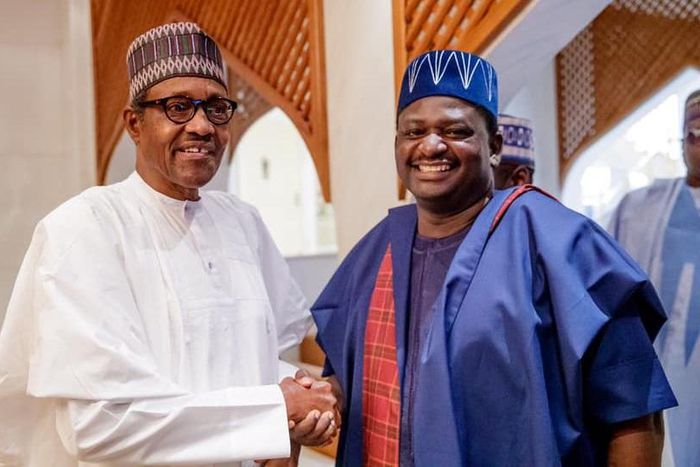 President Muhammadu Buhari and Femi Adesina [Presidency]