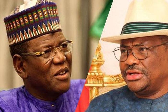 Former Jigawa State Governor, Sule Lamido and Rivers State Governor, Nyesom Wike. [TheNation]