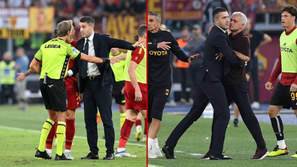 Jose Mourinho was sent off during Roma's 1-0 loss to Atalanta