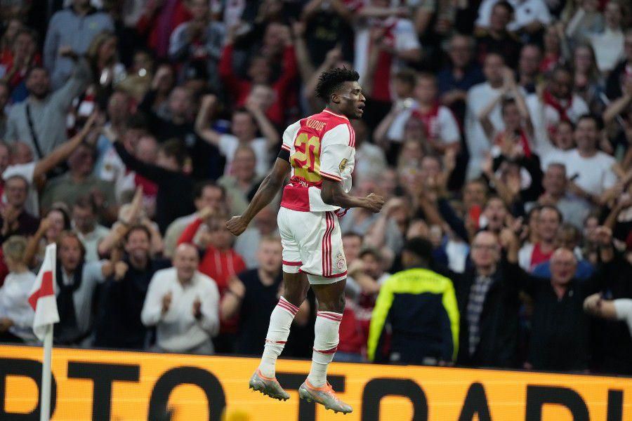 Mohammed Kudus celebrates his second goal.