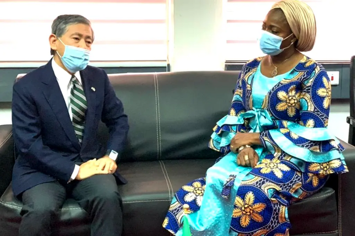 Ambassador of Japan to Nigeria, Mr Matsunaga Kazuyoshi and Chairman/CEO, Nigerians in Diaspora Commission, Hon Abike Dabiri-Erewa. [Vanguard]