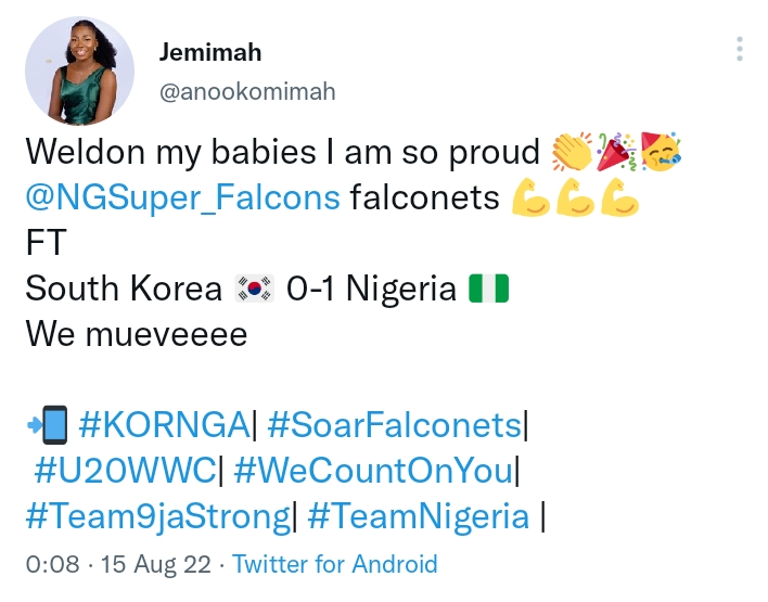 Reactions from Nigerians as Falconets win again to book quarter-final ticket.