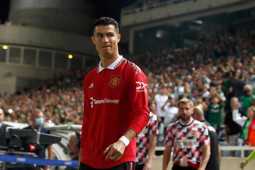 Cristiano Ronaldo of Manchester United, is seen before an UEFA Europa League match between Omonia Nicosia and Manchester United on October 6, 2022.