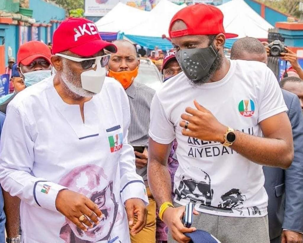 Gov Rotimi Akeredolu and his son, Babajide Akeredolu (TheSun)
