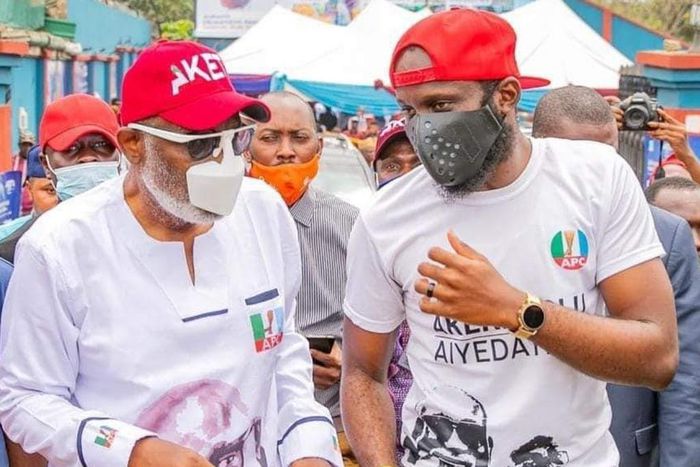 Gov Rotimi Akeredolu and his son, Babajide Akeredolu (TheSun)
