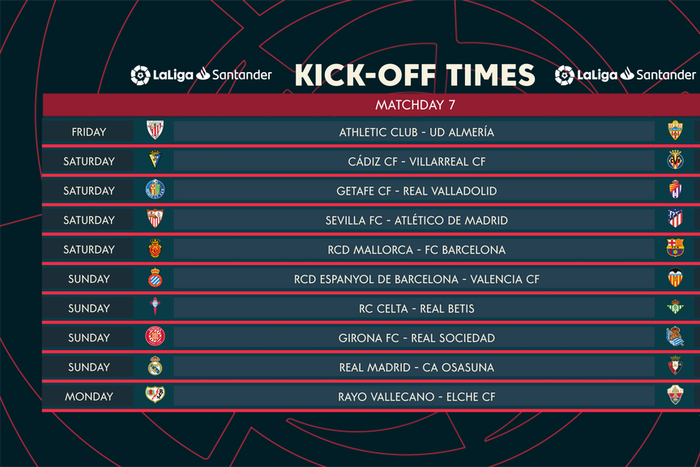 Match day 7 fixtures in LaLiga.
